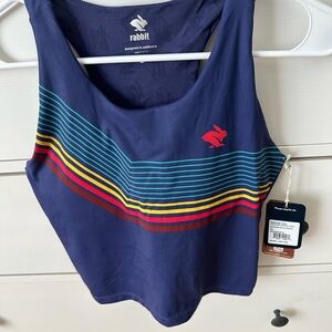 Rabbit Navy Racerback Tank with Multi-Color Stripes